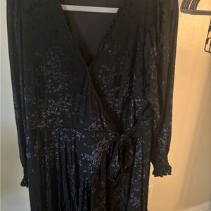 Elegant Black Floral Wrap Dress